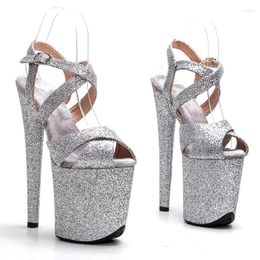 Sandals 20cm/8inches Shiny PU Upper Electroplate Platform High Heel Sexy Model Shoes Pole Dance 172