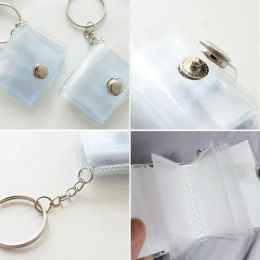 16 Pockets Mini Photo Album Photo Card Holder 1/2 Inch Transparent Kpop Cards Holder Portable Photocard Album Backpack Keyring