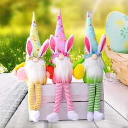 2024 Long Legs Easter Egg Rudolf Doll Rabbit Elf Green Pink Yellow Bunny Easter Gift Kids DIY Happy Easter Party Carrot Rabbit