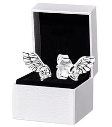 925 Sterling Silver Angel Wing Stud Earrings Original box set for Women CZ diamond Party Jewelry Earring set8378613