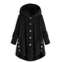 Women's Sleepwear Female Coat Teddy Bear Warm Button Comfortable Easy To Care Hooded Irregular Large Loose Fashion Autumn Winter