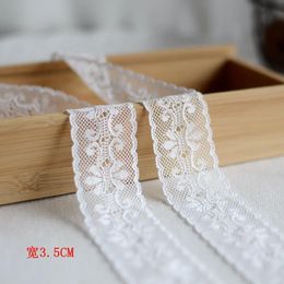 4 Meters/lot 3.5cm Width White Polyester Lace Trims Thick Lace Applique Fabric Sewing DIY Craft