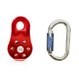 Hiking Climbing Rope Pulley Single Fixed Pulley 20KN Mountaineering Rope Climbing Rappelling Survival Equipment Outdoor