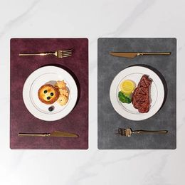 Table Mats Elegant Placemat Stylish Waterproof Rectangular Placemats Heat Resistant Anti-slip Easy To Clean Cowhide Pattern For Party