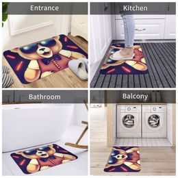 Teddy Bear Bedroom Mat Sunglasses And Suit Disco Doormat Kitchen Carpet Balcony Rug Home Decor