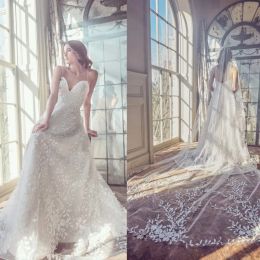 Criss Cross Sweetheart 2024 Lace Wedding Dresses 3D-Floral AppliquesA Line Backless Sleeveless Bridal Gowns