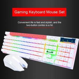 Combos Mechanical Keyboard Keyboard Colourful Backlit Ergonomic Keyboard Mouse Combo Sets for Gaming Computer Accessories Suspended