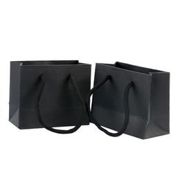 5pcs Black High Quality Simple Gift Bag Kraft Paper Candy Box With Handle Wedding Easter Birthday Party Gift Packaging