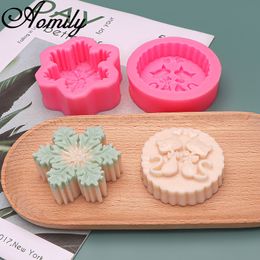Amoliy Round Snowflake Cat Shape Handmade Soap Silicone Mould DIY Soap Making Supplies Mould Bake Cake Decorating Chocolate Mould