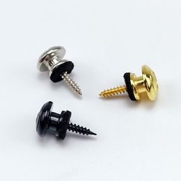 50/100pcs Mushroom Head Guitar Strap Buttons Locks Black Metal with Mounting Screws for Guitar Black/Gold/Chrome