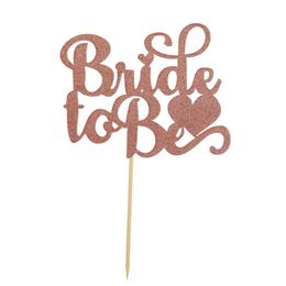 Rose Gold Bride To Be Cupcake Toppers Paper Cake Topper For Birthday Party Decors Lovely Baking Dessert Decorationsaper