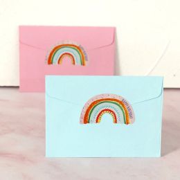 Rainbow Stickers Happy Birthday Thank You Label DIY Cookie Bags Seal Labels Happy Every Day Sticker Paper Decor 5.5cm 100pcs