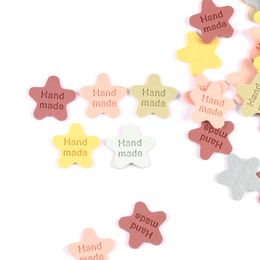 20Pcs Handmade Star Leather Labels Embossed Tags DIY Flag Label For Garment Sewing Accessories 23mm cp3213