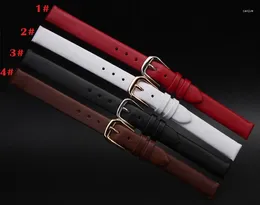 Watch Bands Fashion Strap 6mm 8mm 10mm Small Size Smooth Genuine Leather White Ladies Band