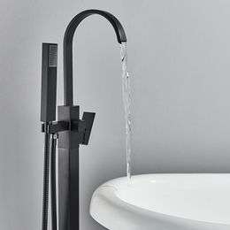 Bathtub Faucet Floor Standing Bath Tub Mixers Rotate Spout Hot And Cold Water Tap Brass Bathroom Shower Sets Crane