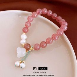 New Strawberry Crystal Pearl Flower Bracelet China-chic Versatile Advanced Hand String Ancient Sweet Handwear