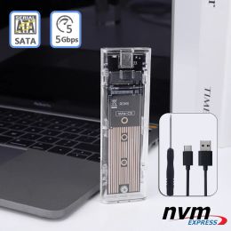 Enclosure USB 3.1 TYPEC To M.2 NVME SSD External Enclosure Adapter Transparent Mobile Case NVME To TypeC 5Gbps For Windows Mac OS Linux