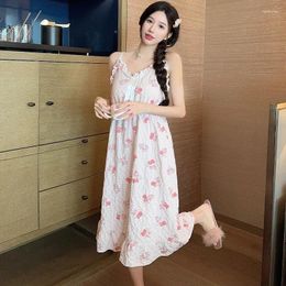 Women's Sleepwear 2024 Pyjama Dress Cute Women Summer Cloud Cotton Large Size Lace Home Clothing Sweet Princess Style