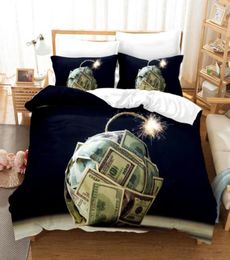 3D Money Printed Pillowcases Bedding Set Queen King Size Drop High End King Queen Twin Full Single Double3581453