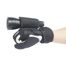 Outdoor Underwater Scuba Diving Dive LED Torch Flashlight Holder Soft Black Neoprene Hand Arm Mount Wrist Strap Glove Hand Free