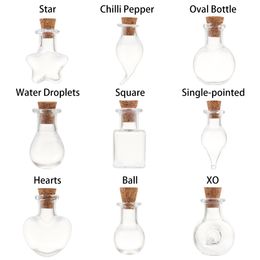 5pcs/pack Mini Transparent Glass Empty Sample Jars Wishing Bottle Empty Storage Vials DIY Pendants Cork Stopper Home Decoration