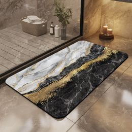 Nordic Rectangle Bath Mat Rubber Floor Mat Anti Slip Toilet Rug Absorbing Carpet Quick Drying Entrance Foot Pad Decor Door Mats
