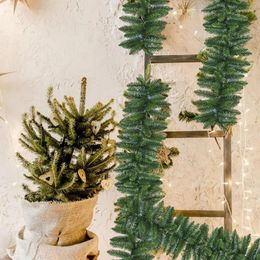 Decorative Flowers 9FT Christmas Garland Greenery For Artificial Pine Holiday Indoor Stairway Table Decor Mantel Fireplace