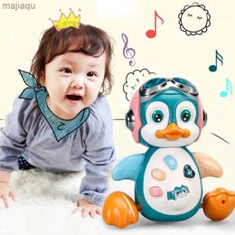 Electric/RC Animals Childrens electronic pet crawling interactive music light penguin mobile walking dance development puzzle toys childrens giftsL2404