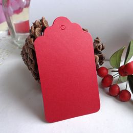 50pcs Red DIY Paper Gift Tag Party Wedding Message Gift Hang Tag Craft Cards Scalloped Paper Label Cards Hemp String Included