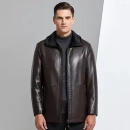 Men's Suits High Quality Winter Mink Black Fur Coat Middle-aged Lapel Genuine Leather Jackets Male Plus Velvet Thick Outerwear