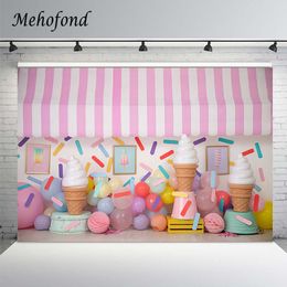 Candy Bar Cake Smash Backdrop Donut Sweet Girl Birthday Party Banners Ice Cream Car Decor Pink Photography Background Photozone