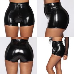 Women Sexy Faux Leather black Shorts Girl High waist Nightclub pole dance Hot Shorts YF049-#819