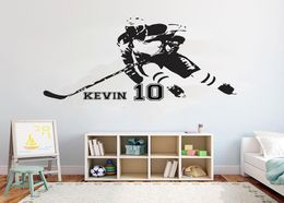 Hockey Personalised Name Wall Decal Quotes Field Ice Hockey Sport Quote Girls Boys Teenager Room wall decor vinyl stickers4828189