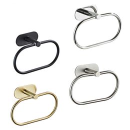 Tuqiu Towel Hanger Nail Free Towel Ring Brushed Gold Towel Holder Bathroom SUS304 Towel Bar Rail Bathroom Towel Rack