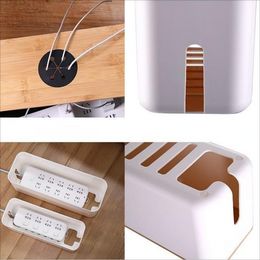 Data Cable Storage Box Japanese-style Wooden Desktop Charging Wire Manage Container Artifact Anti Dust Charger Socket Organizer