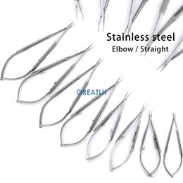 12.5cm/14cm/16cm/18cm Castroviejo Needle Holder with Lock Straight/Curved Tip Needle Clamp Ophthalmic Instrument 1pcs