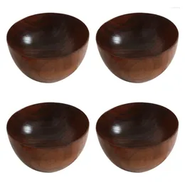 Bowls LUDA 4 Pcs Creative And Simple Wooden Bottomless Bowl Practical Soup For Restaurants Els