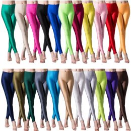 Hot Selling Women's Candy Color Skinny Leggings Lady Slim Comfortable Bright Shine Leggings Solid Black Gray White Pencil Pants