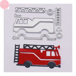 Fire Truck Slimline Card Dies, Embossing Folder, Photo Album, Paper Craft, Metal Cutting Dies, Scrapbooking, DIY, Clear Stamps