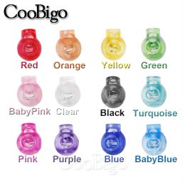 10pcs Plastic Cord Lock Stopper Spring Toggle Clip Clear for Shoelace Drawstring Paracord Lanyard Rope Transparent Colorful