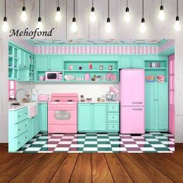 Mehofond Photography Background Mis Pastelitos Kitchen Pink Girls Cooking Baking Happy Birthday Cake Table Backdrop Photo Studio