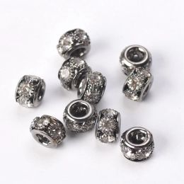 10pcs Rondelle 8mm 10mm Crystal Ball Hollow Metal Loose Spacer Beads for Jewelry Making DIY Crafts Findings