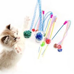 1PCS Cat Teaser Wand Toy Cat Interactive Toy Funny Long Kitten Teasing Stick Rod Teaser Wand Pet Cat Supplies Random Colour
