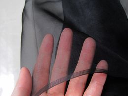 Wholesale Black 100% Mulberry Silk Organza Fabric Gauze Tecido Meter