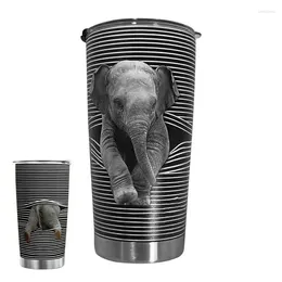 Mugs 20 Oz Cute Elephant Cup Insulated Coffee Drink Container With Lid Double Stainless Steel Travel Mug For Women Gifts