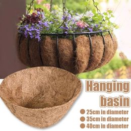 2Pcs Round Balcony Hanging Bonsai Basket Liner Multifunctional Practical Stylish Convenient Coconut Shell Flower Pot Planter