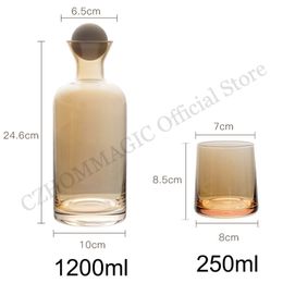 1.2L Water Kettle Amber Borosilicate Glass Tea Pot 250ml Water Cup Heat-Resistant Glass Bottle Water Pitcher Beverage Dispenser