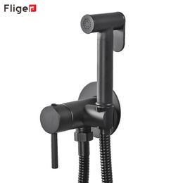 Fliger Hygienic Shower Brass Portable Bidet Sprayer Handheld Toilet Bidet Sprayer Hot Cold Water Bathroom Toilet Anal Douche