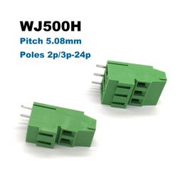 5/10pcs Pitch 5.08mm Screw PCB Terminal Block Connector Straight Pin 2P 3P WJ500H Wire Connectors Morsettiera 300V 20A 2.5mm2