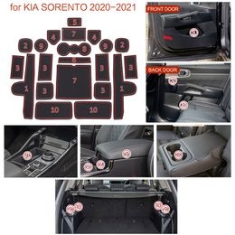 ZUNDUO Anti-Slip Gate Slot Cup Mat for KIA Sorento 2020 2021 Cup Holder Door Groove Mats Non-slip Pad Accessories Rubber Coaster